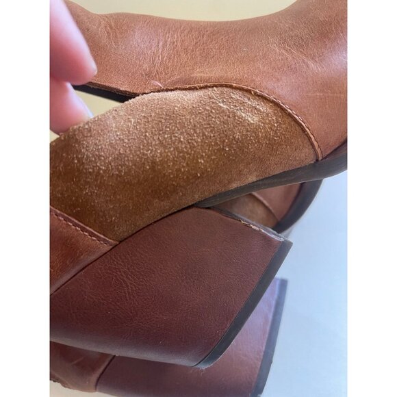 Korks Stella Leather Suede Peeptoe Ankle Booties Boots Sandals Womens 8.5 Heels - Picture 10 of 10